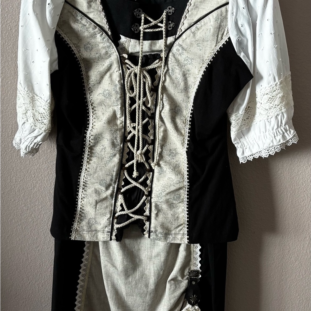 German  Lace-Up Blouse and long skirt size 46